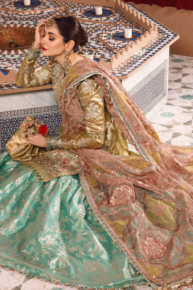 Maria.B MBROIDERED – Salmon and Leaf Green (BD-2503) - Riwayat-e-khas
