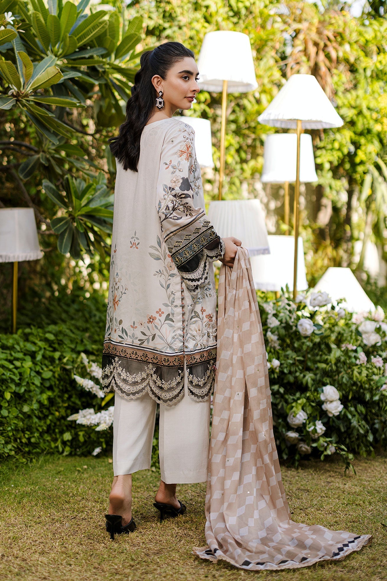 Dhanak | Silk Pret | Silk Tunic - 2PCS HAND EMBELLISHED SHIRT WITH TROUSER- BEIGE