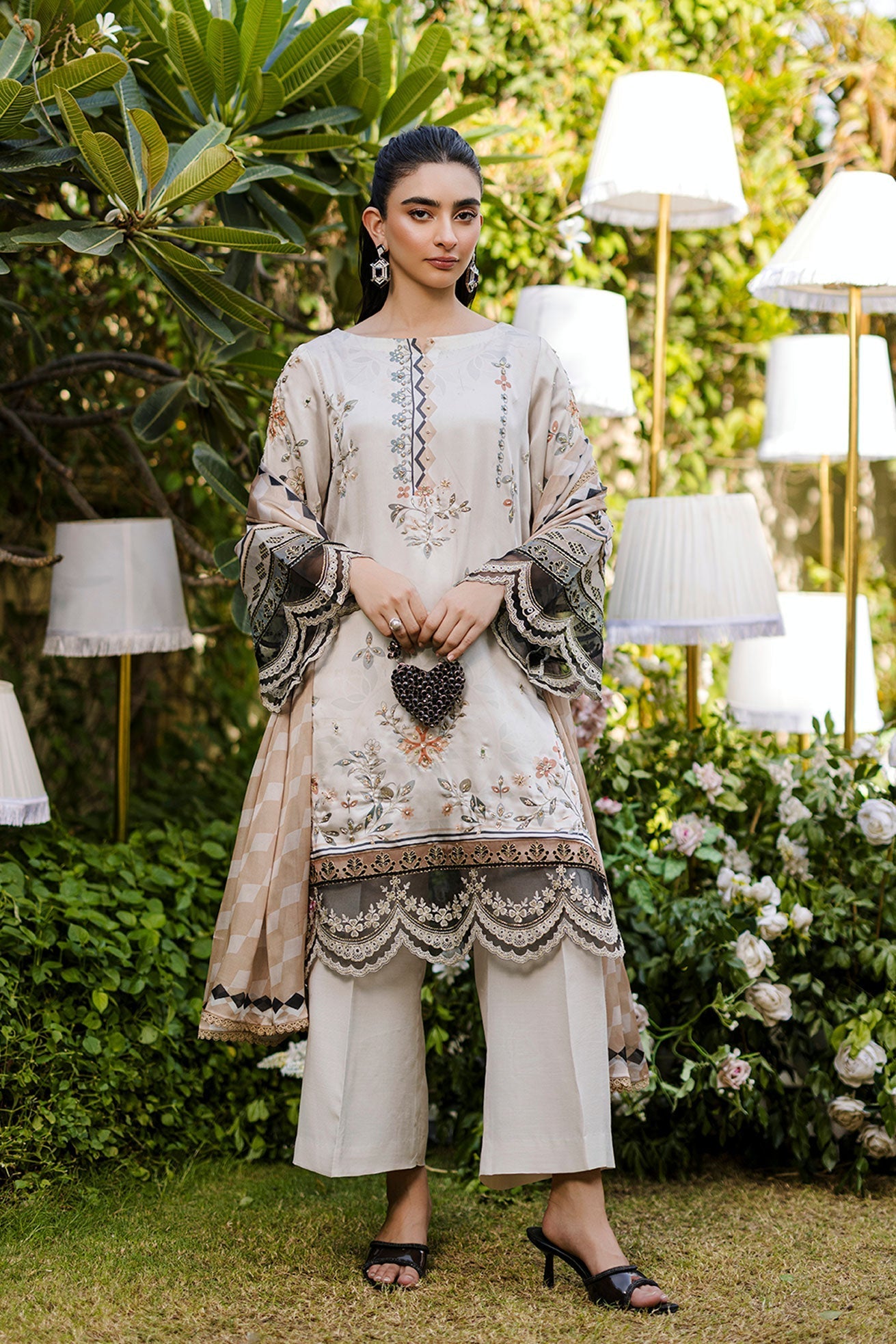 Dhanak | Silk Pret | Silk Tunic - 2PCS HAND EMBELLISHED SHIRT WITH TROUSER- BEIGE