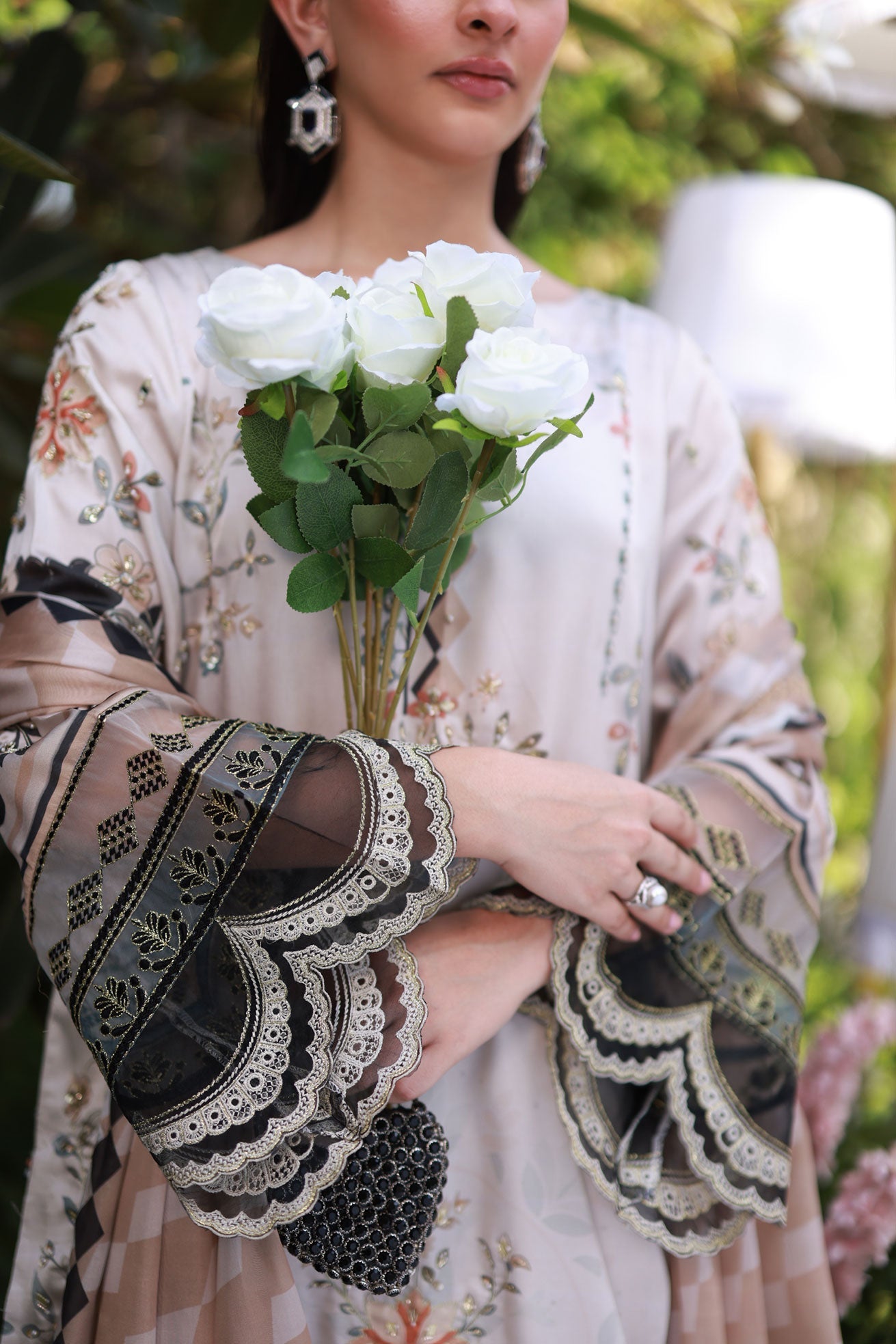 Dhanak | Silk Pret | Silk Tunic - 2PCS HAND EMBELLISHED SHIRT WITH TROUSER- BEIGE