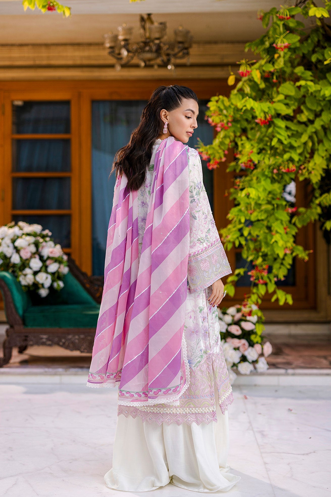Dhanak | Silk Pret | Silk Tunic - 2PCS HAND EMBELLISHED SHIRT WITH TROUSER- OFF WHITE