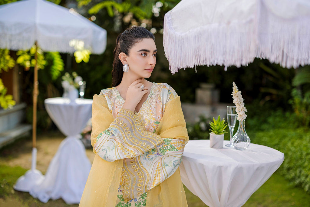 Dhanak | Silk Pret | Silk Tunic - 2PCS HAND EMBELLISHED SHIRT WITH TROUSER- YELLOW