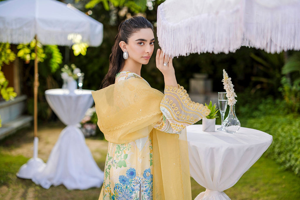Dhanak | Silk Pret | Silk Tunic - 2PCS HAND EMBELLISHED SHIRT WITH TROUSER- YELLOW
