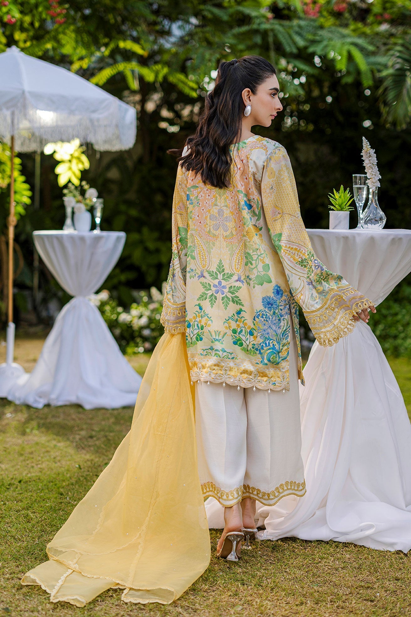 Dhanak | Silk Pret | Silk Tunic - 2PCS HAND EMBELLISHED SHIRT WITH TROUSER- YELLOW