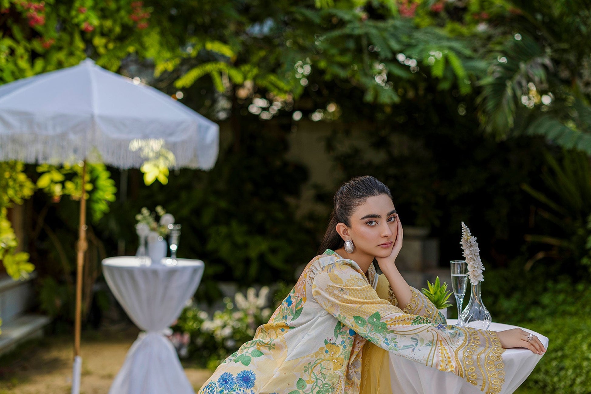 Dhanak | Silk Pret | Silk Tunic - 2PCS HAND EMBELLISHED SHIRT WITH TROUSER- YELLOW