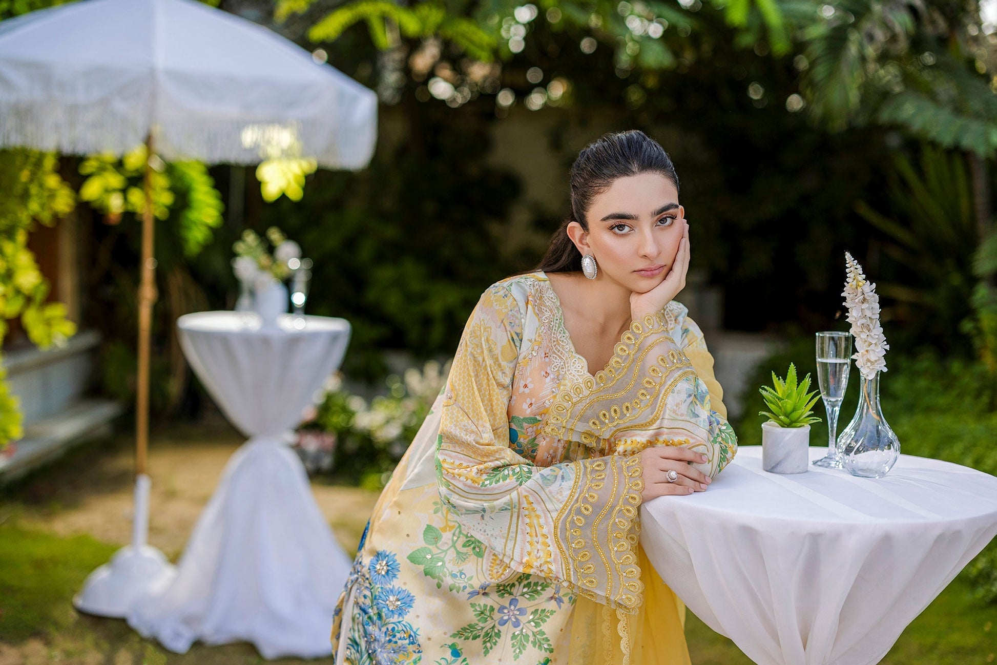 Dhanak | Silk Pret | Silk Tunic - 2PCS HAND EMBELLISHED SHIRT WITH TROUSER- YELLOW