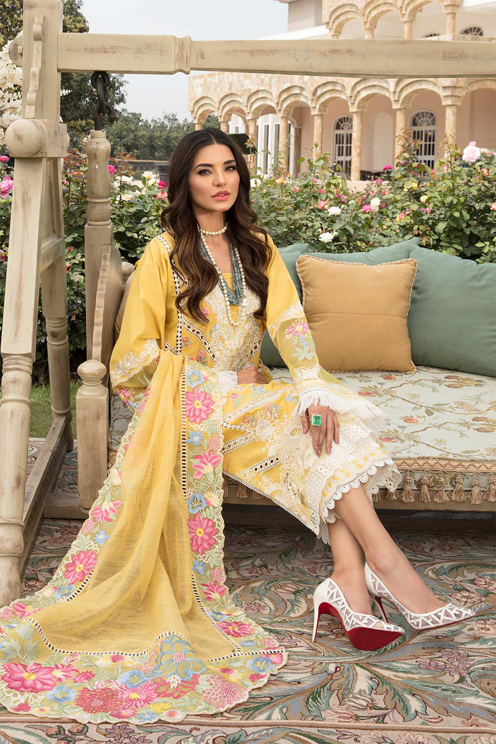 Crimson Luxury Lawn by Saira Shakira 22 - 6B A Floral Affair - TC-67 - Chikankari - Riwayat-e-khas