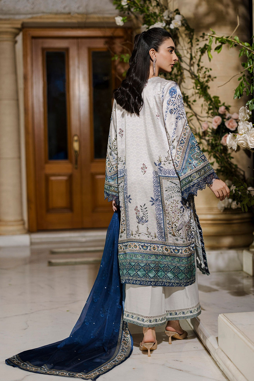 Dhanak | Silk Pret | Silk Tunic - 2PCS HAND EMBELLISHED SHIRT WITH TROUSER- GREY