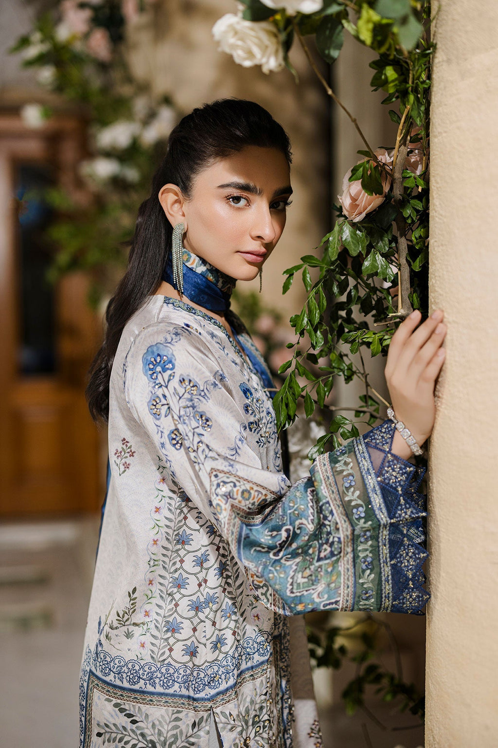 Dhanak | Silk Pret | Silk Tunic - 2PCS HAND EMBELLISHED SHIRT WITH TROUSER- GREY