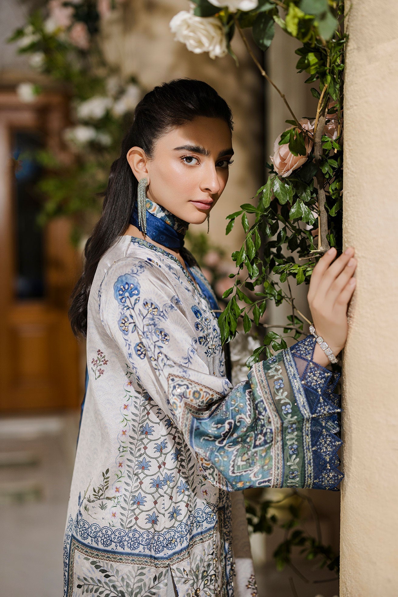 Dhanak | Silk Pret | Silk Tunic - 2PCS HAND EMBELLISHED SHIRT WITH TROUSER- GREY