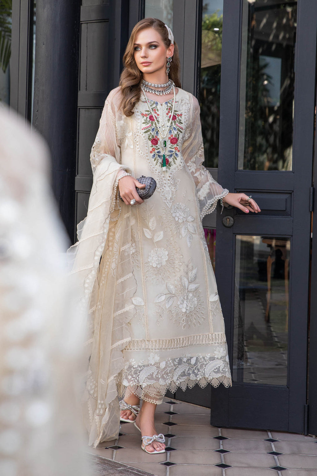 MARIA B EID COLLECTION UNSTITCHED EL-23-01-Cream - Riwayat-e-khas
