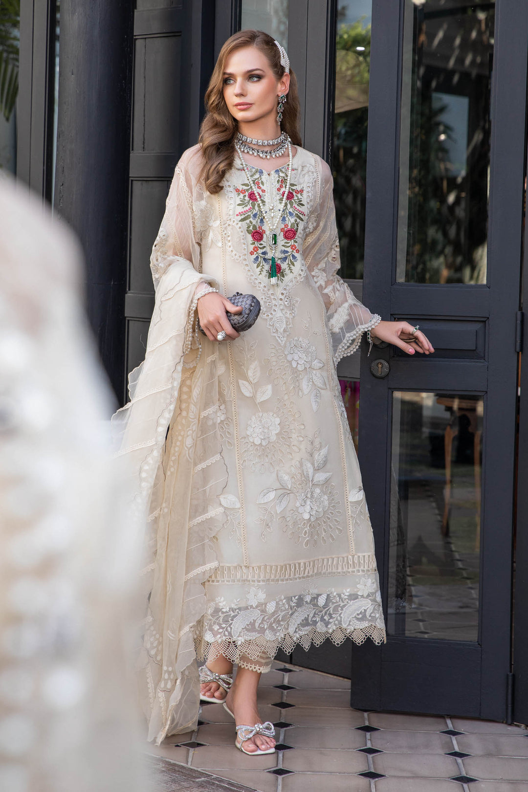 MARIA B EID COLLECTION UNSTITCHED EL-23-01-Cream - Riwayat-e-khas