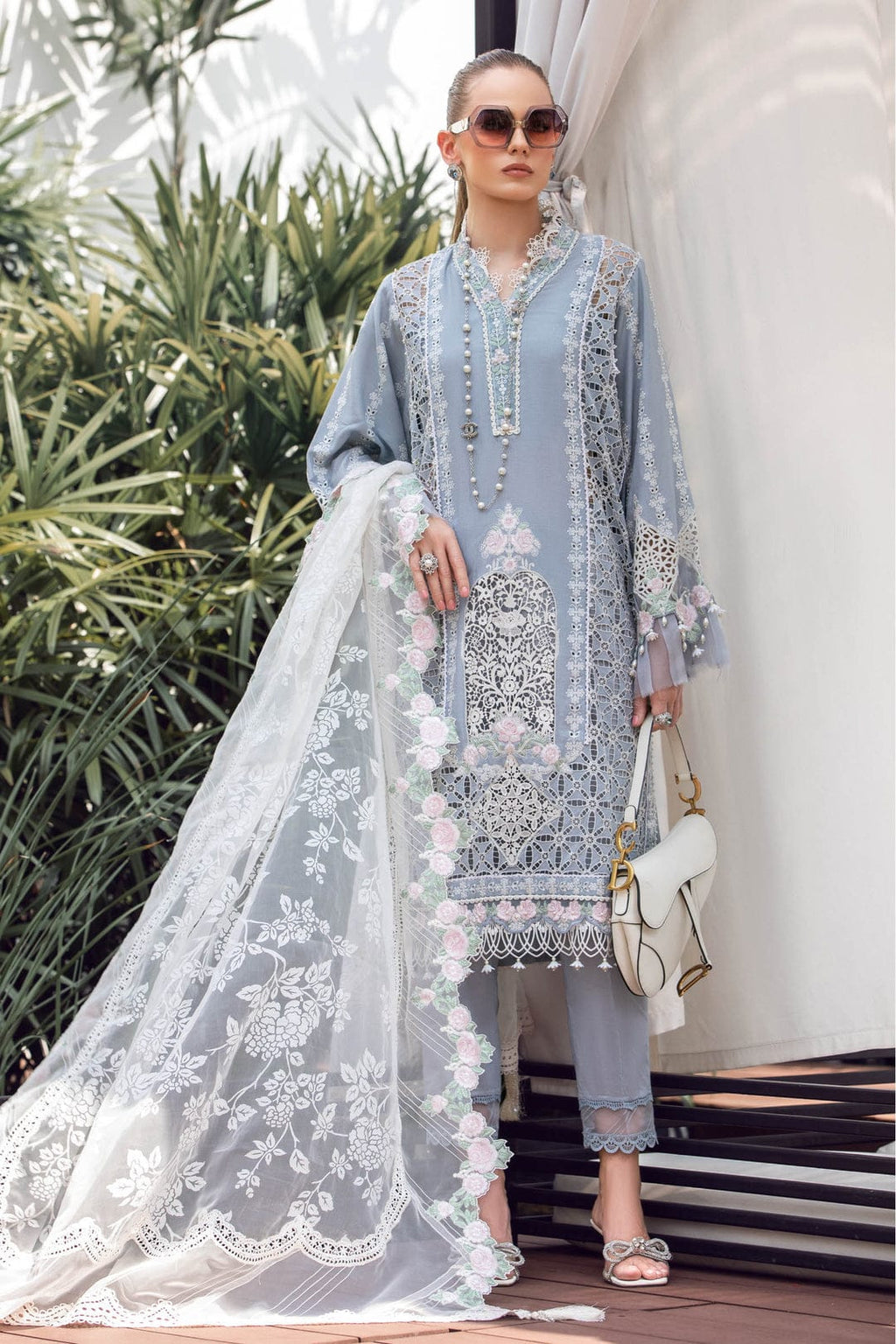 MARIA B EID LAWN COLLECTION EL-23-10-Ice Blue - Riwayat-e-khas