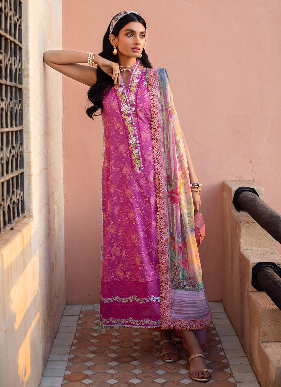 FARAH TALIB AZIZ-MARRAKECH MAGENTA-KESH LAWN'23 - Riwayat-e-khas