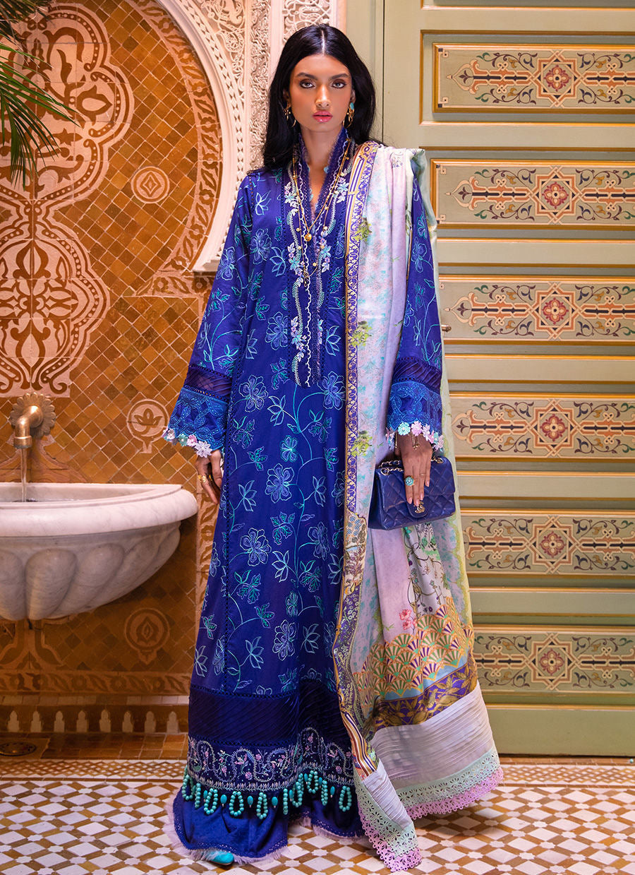FARAH TALIB AZIZ-JARDIN BLUE -KESH LAWN'23 - Riwayat-e-khas