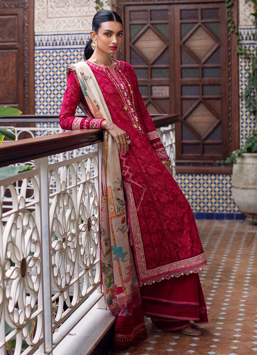 FARAH TALIB AZIZ-ZEITOUN RED-KESH LAWN'23 - Riwayat-e-khas
