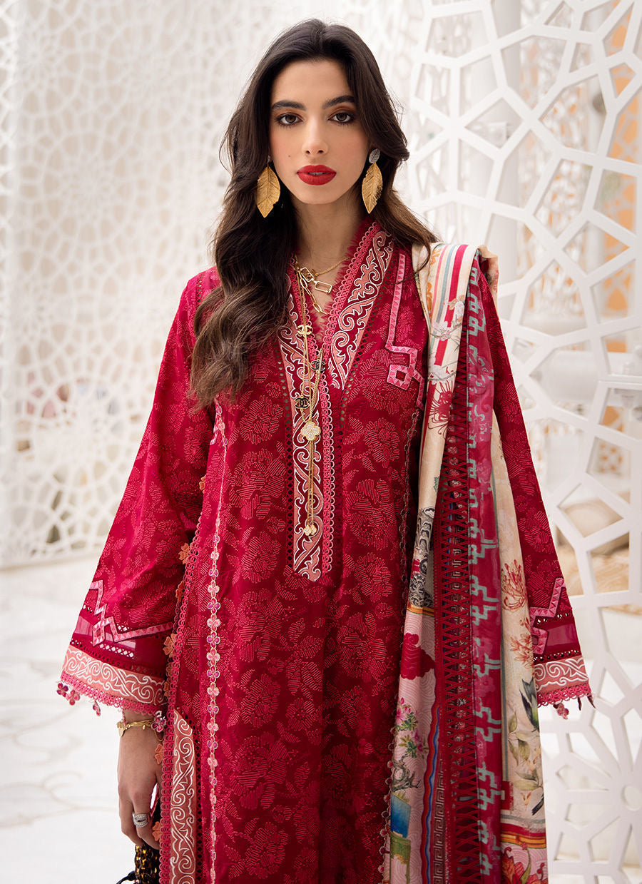 FARAH TALIB AZIZ-ZEITOUN RED-KESH LAWN'23 - Riwayat-e-khas