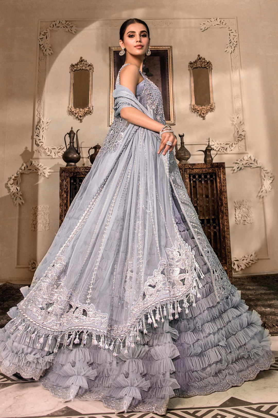 MARIA B Ice Blue BD-2603C MBROIDERED - Riwayat-e-khas