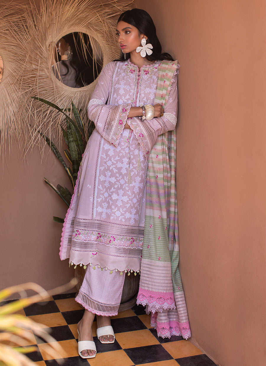 FARAH TALIB AZIZ-SETTI BLUSH -KESH LAWN'23 - Riwayat-e-khas