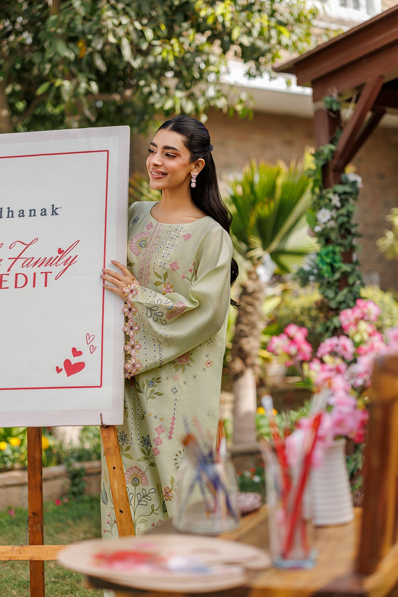 Dhanak | Signature Pret | MINT GREEN 2PCS EMBROIDERED KURTA WITH TROUSER