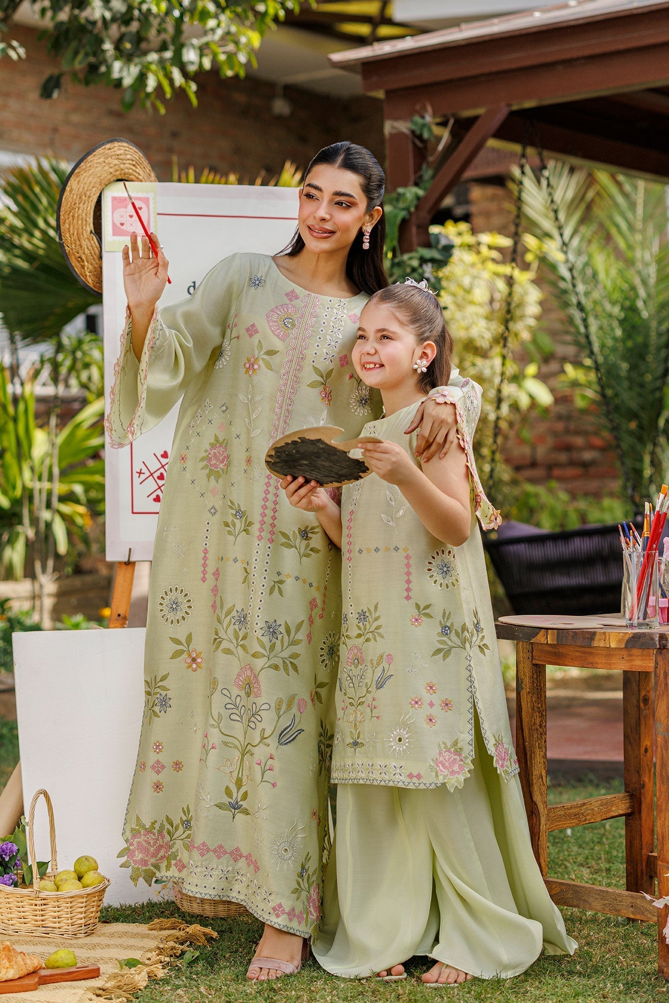 Dhanak | Signature Pret | MINT GREEN 2PCS EMBROIDERED KURTA WITH TROUSER