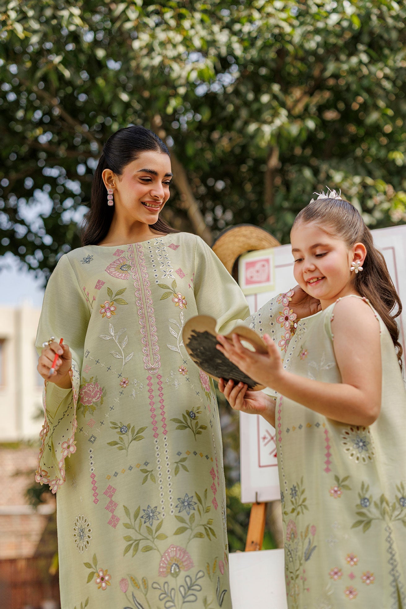 Dhanak | Signature Pret | MINT GREEN 2PCS EMBROIDERED KURTA WITH TROUSER