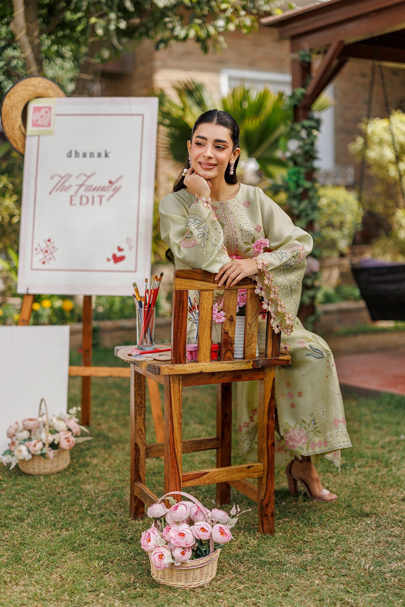 Dhanak | Signature Pret | MINT GREEN 2PCS EMBROIDERED KURTA WITH TROUSER