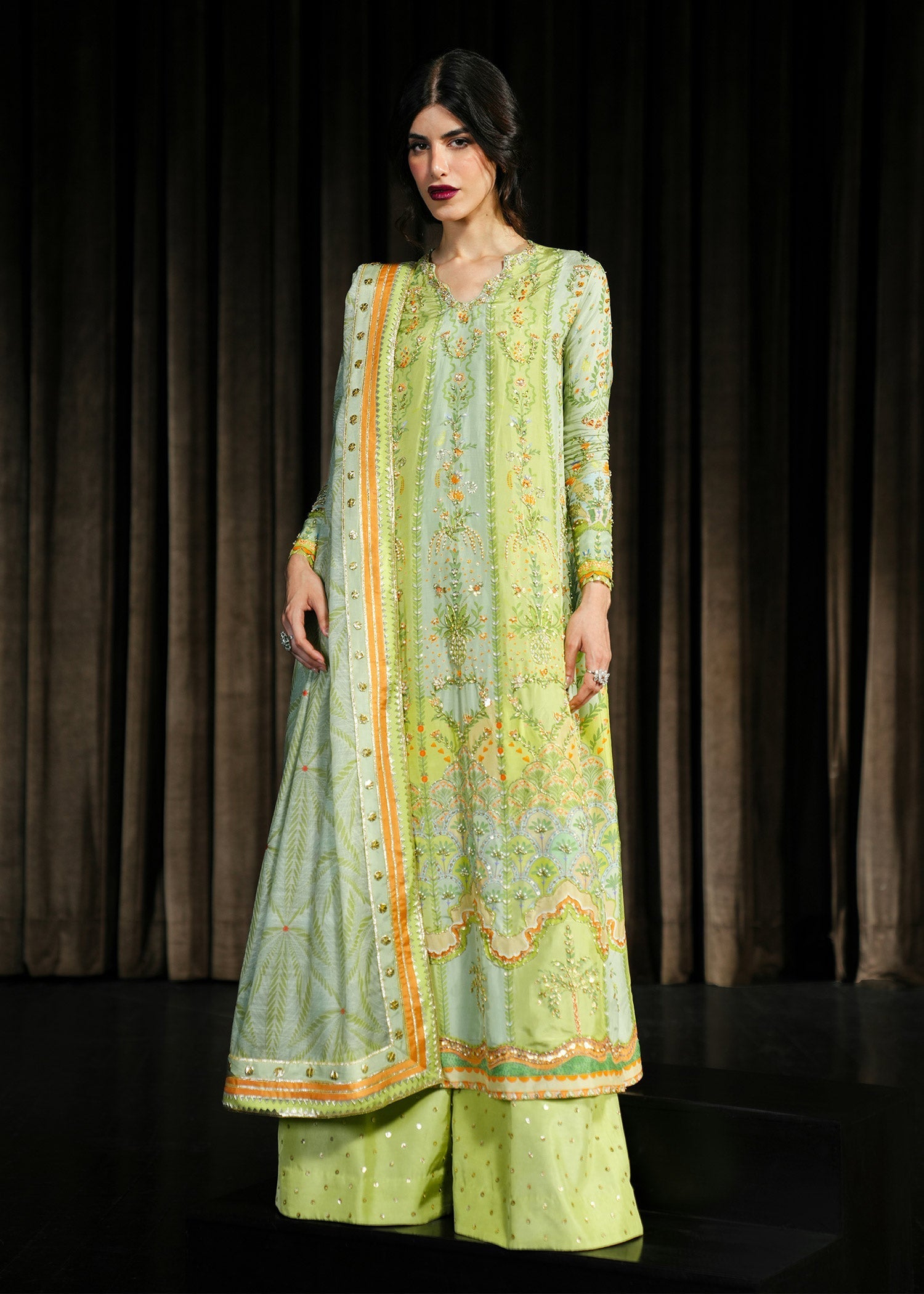 Crimson | Crimson Eid Prints | Rangralli - Lime