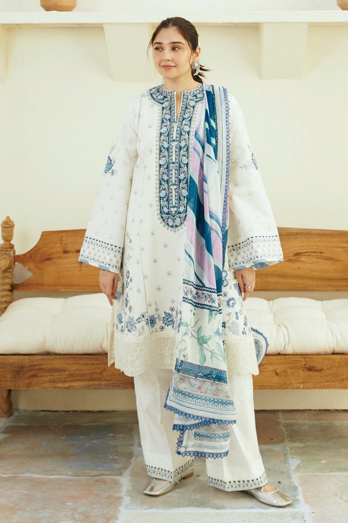 Zara Shahjahan | Coco Lawn Eid Edit 24 | IVORY-D4 - Riwayat-e-Khas