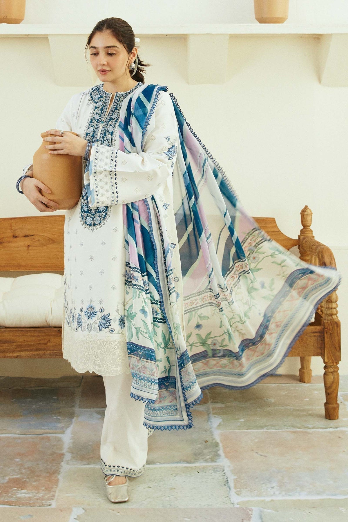 Zara Shahjahan | Coco Lawn Eid Edit 24 | IVORY-D4 - Riwayat-e-Khas
