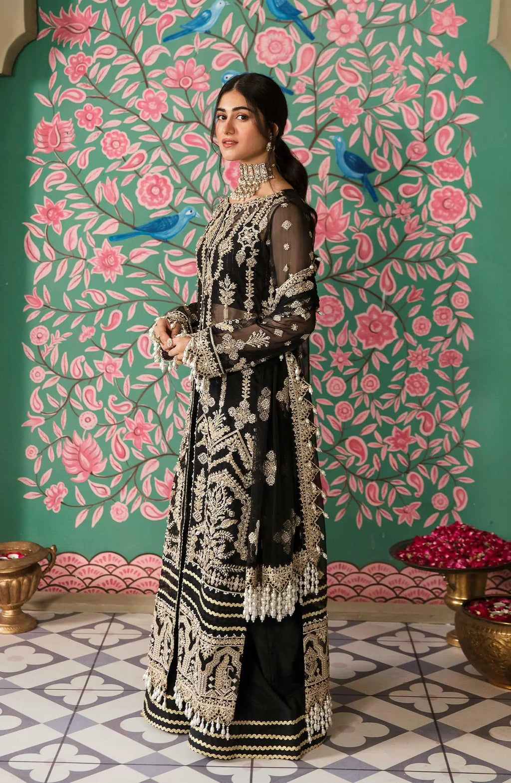 Zarin by Eleshia Unstitched Embroidered Organza 3Pc Suit - KABEERA - House Of Anaya