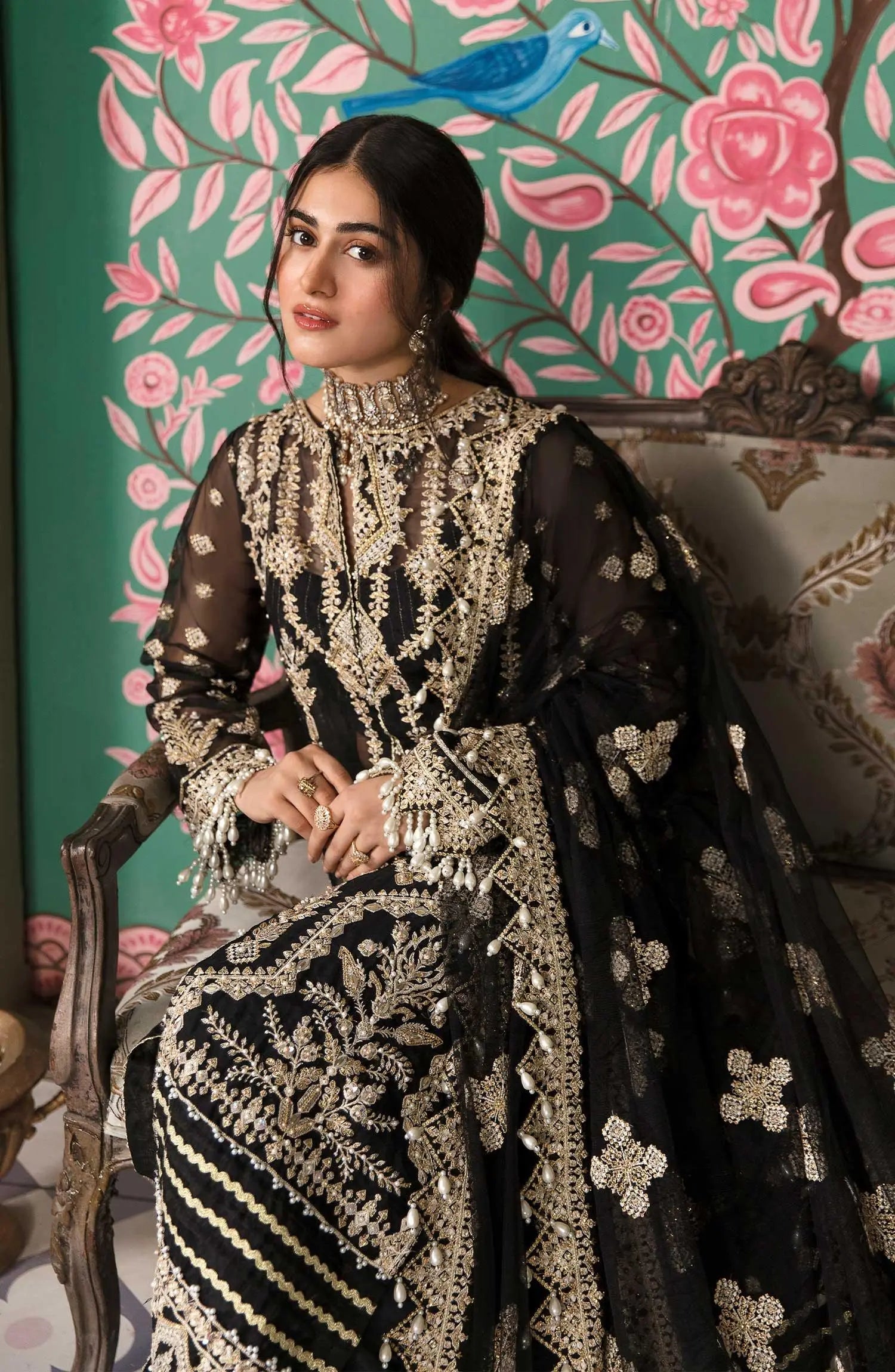 Zarin by Eleshia Unstitched Embroidered Organza 3Pc Suit - KABEERA - House Of Anaya