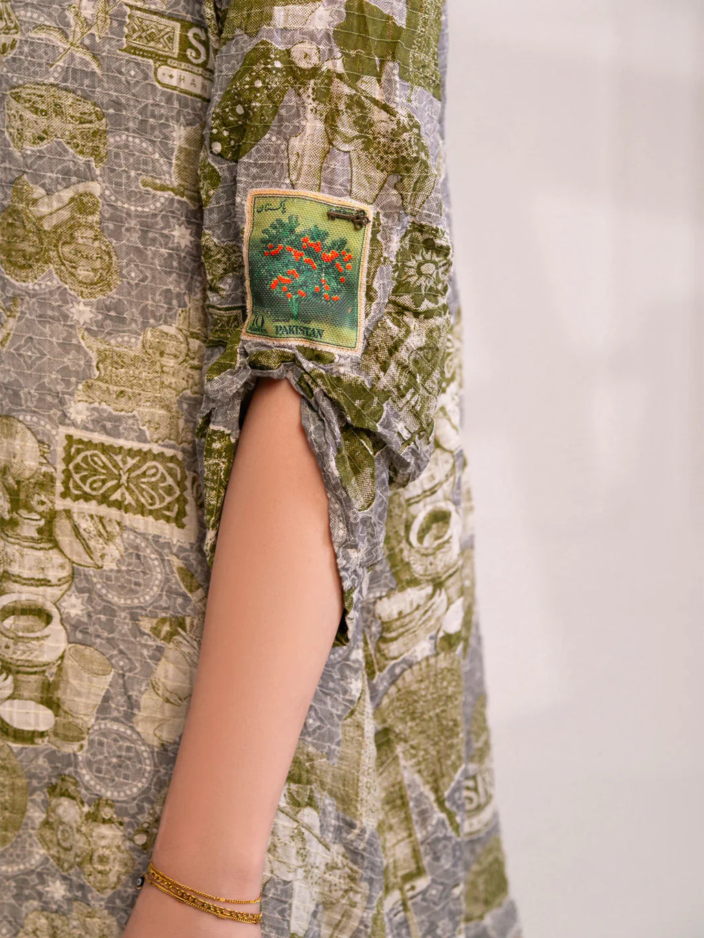 Almirah | Tale of heritage | Light Green Dobby Kurti - AL-LK-1080