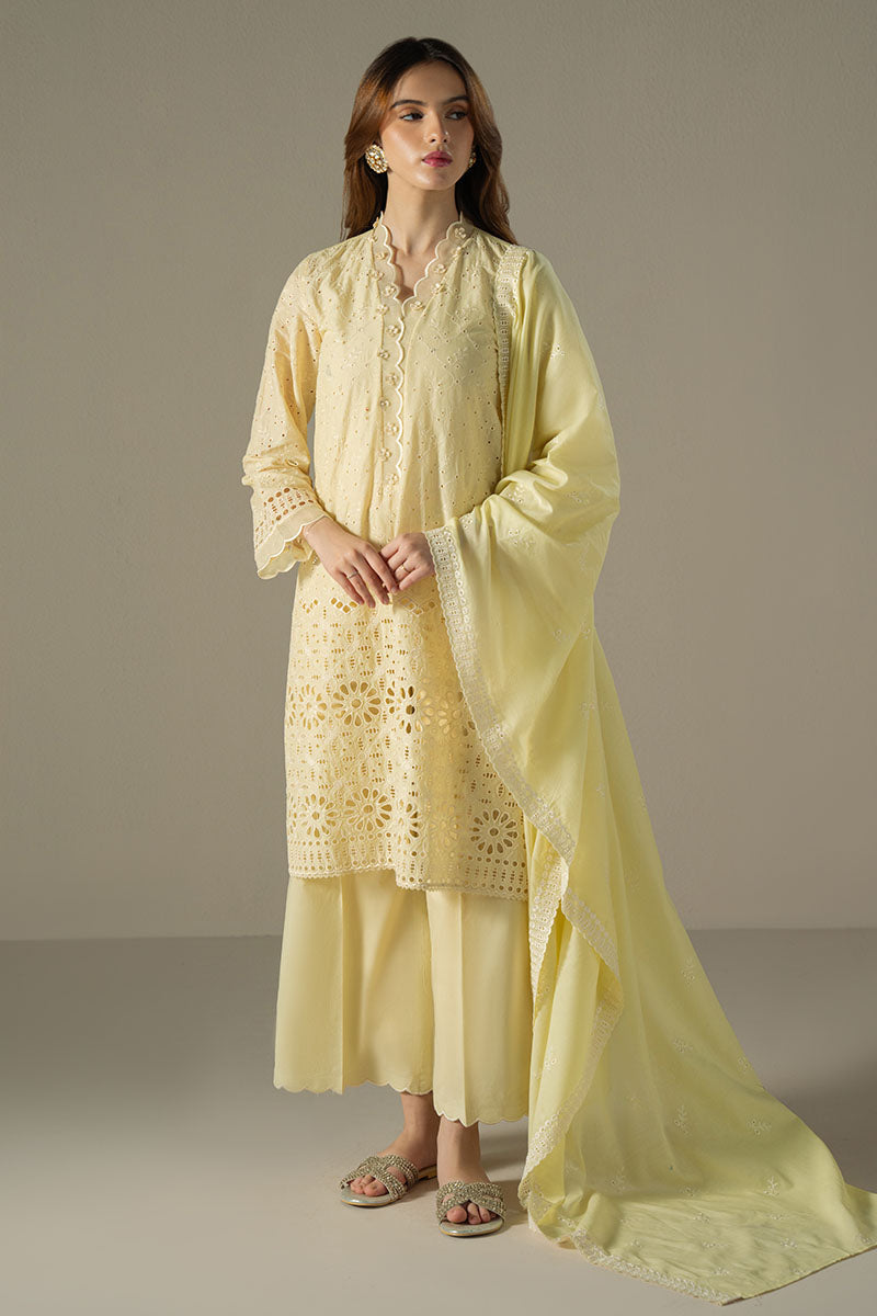 Cross Stitch | Chikankari Lawn 25 | LEMON ZEST - House Of Anaya
