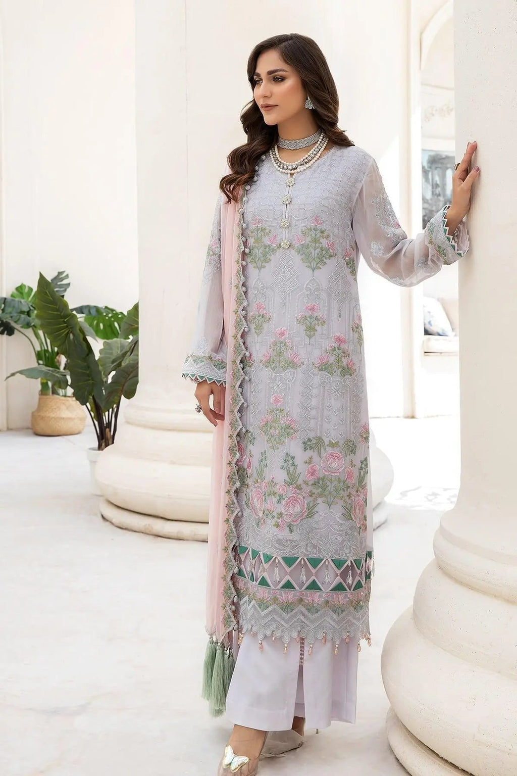Naqsh Majestic By Imrozia Premium Chiffon 3Pc Suit M-51 Cecilia - House Of Anaya
