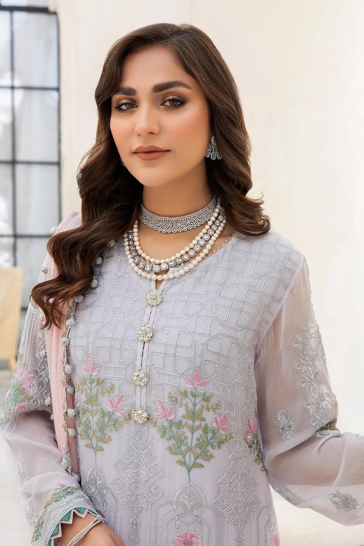 Naqsh Majestic By Imrozia Premium Chiffon 3Pc Suit M-51 Cecilia - House Of Anaya