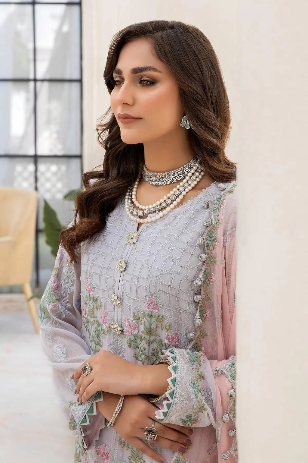 Naqsh Majestic By Imrozia Premium Chiffon 3Pc Suit M-51 Cecilia - House Of Anaya