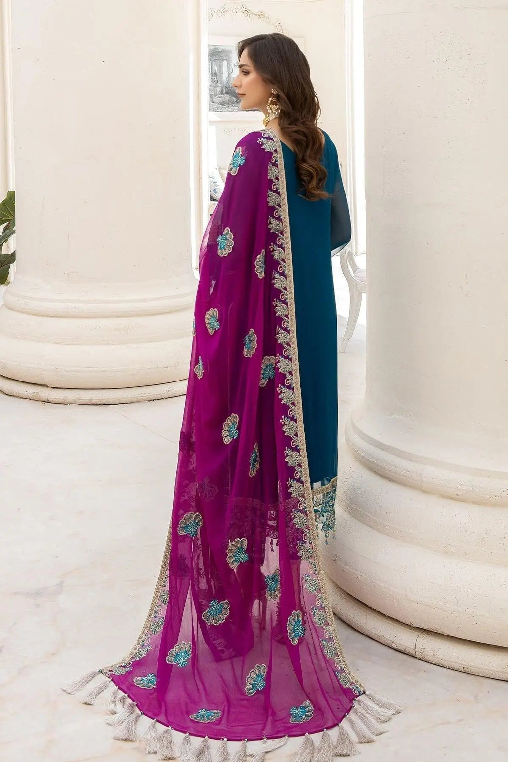 Naqsh Majestic By Imrozia Premium Chiffon 3Pc Suit M-52 Martha - House Of Anaya