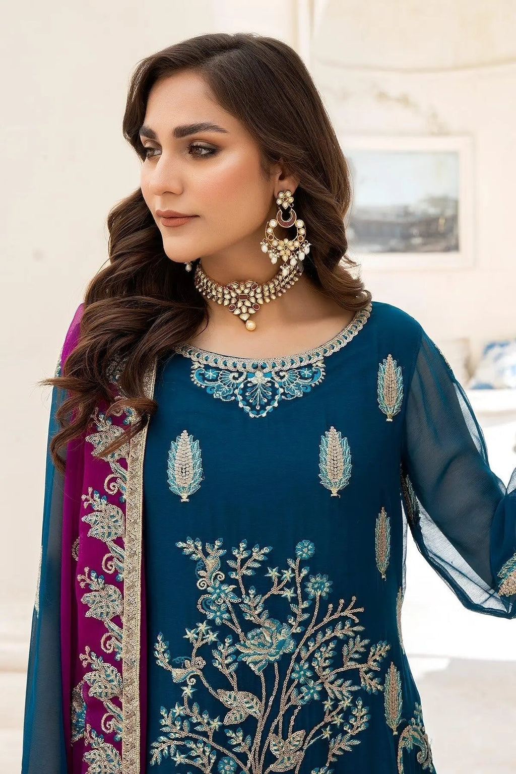 Naqsh Majestic By Imrozia Premium Chiffon 3Pc Suit M-52 Martha - House Of Anaya