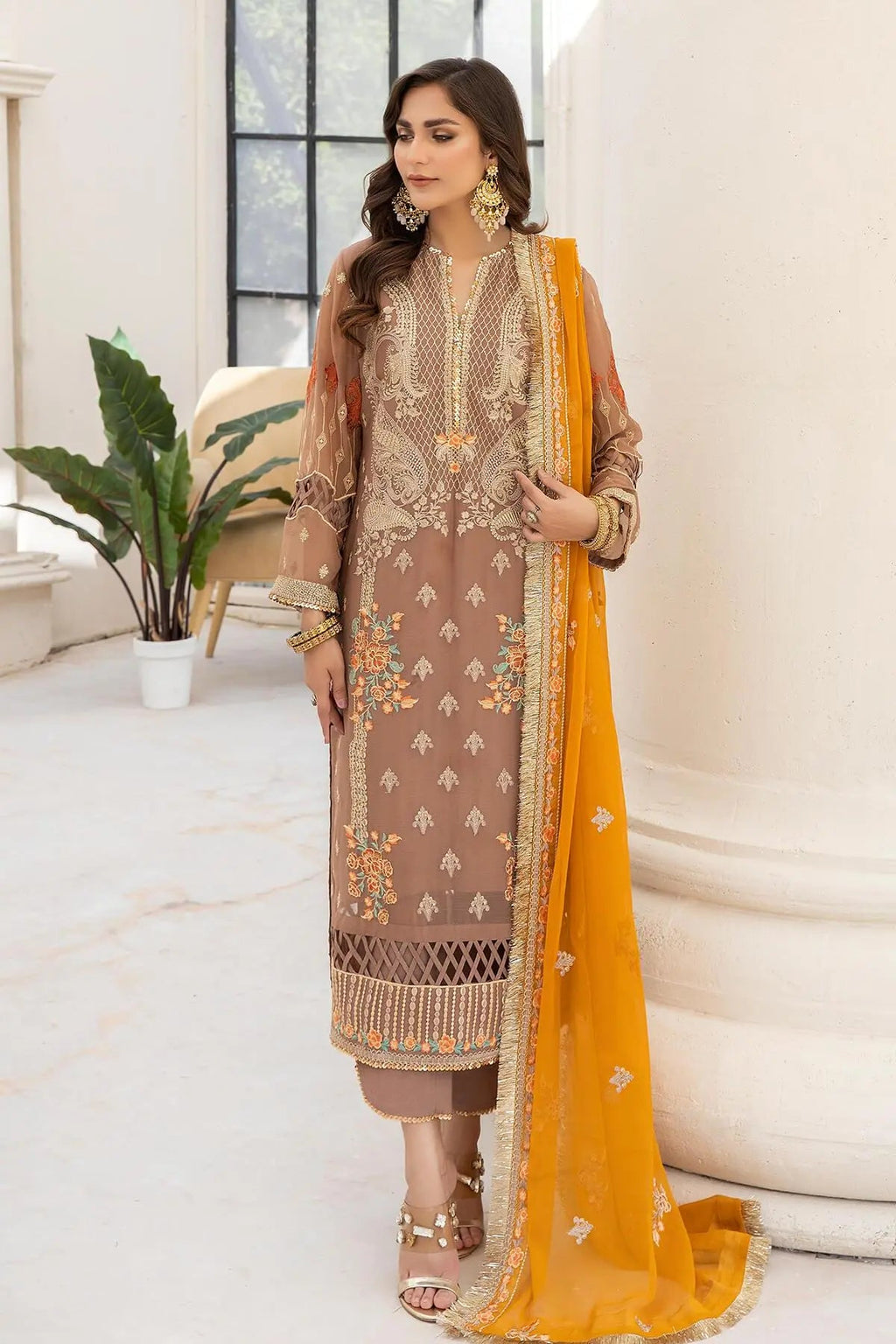 Naqsh Majestic By Imrozia Premium Chiffon 3Pc Suit M-53 Eleonora - House Of Anaya