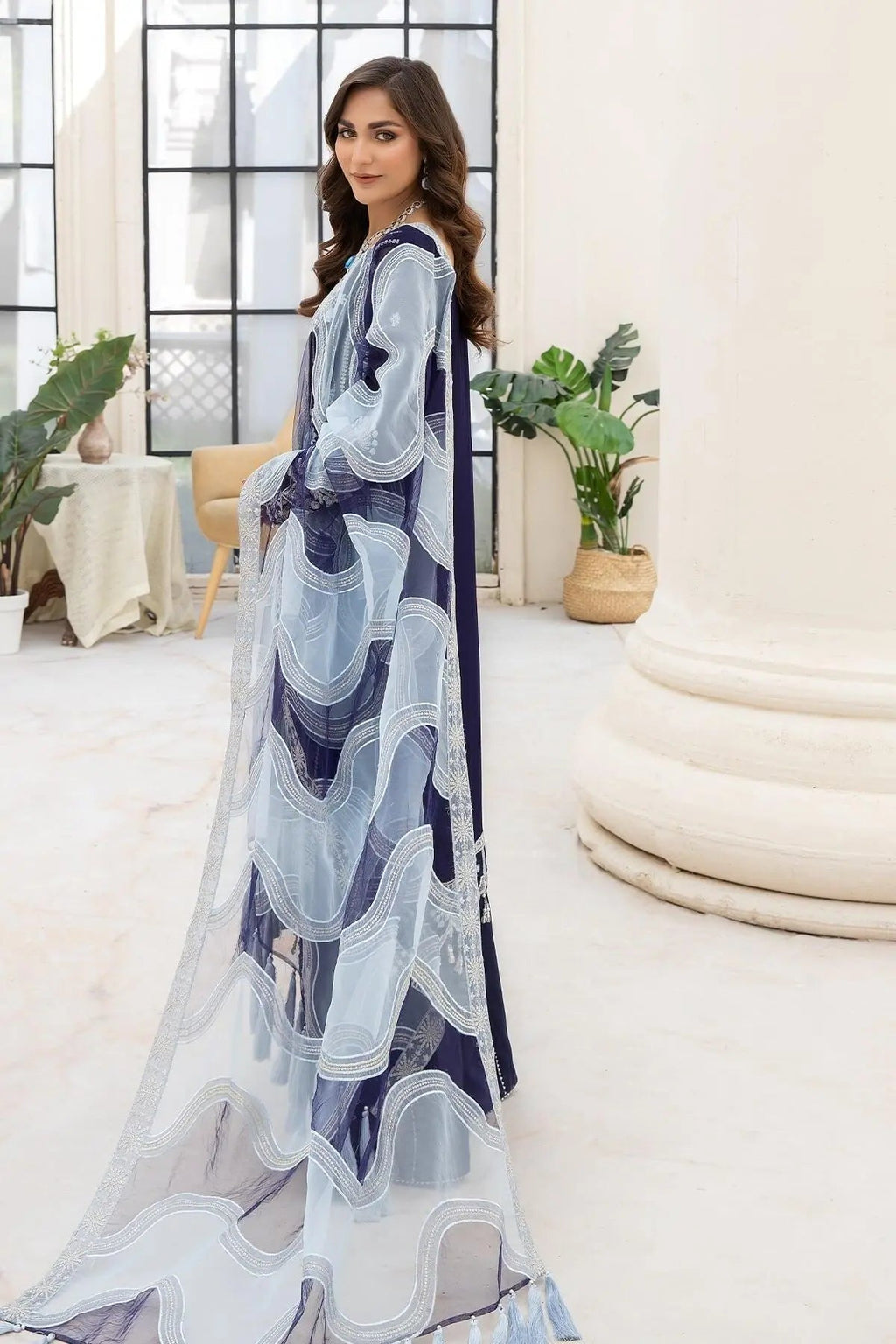 Naqsh Majestic By Imrozia Premium Chiffon 3Pc Suit M-54 Zoe - House Of Anaya