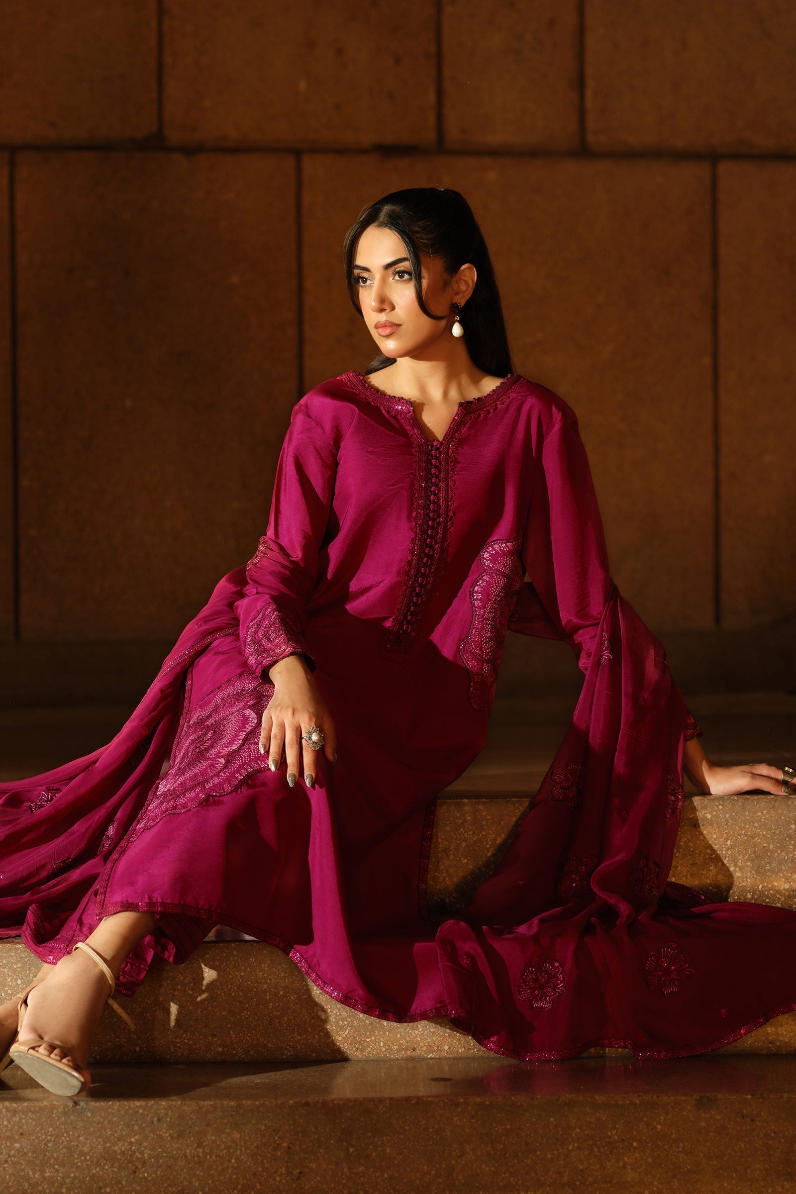 Maria B | Pre Fall 25 | MBS-W25-22-Shocking Pink