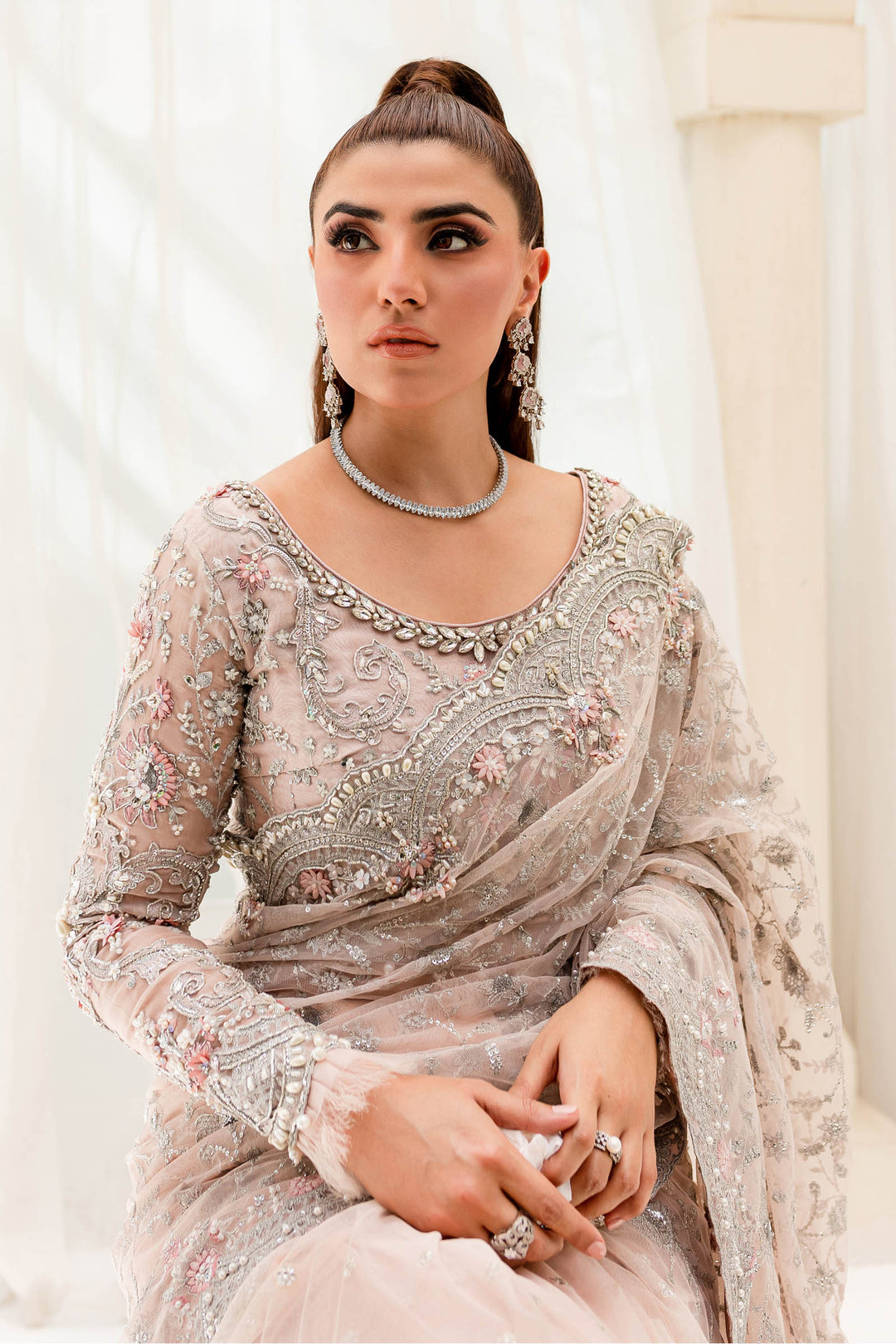 Maria B | Bridal Couture | Pale Pink MC-909 - House Of Anaya