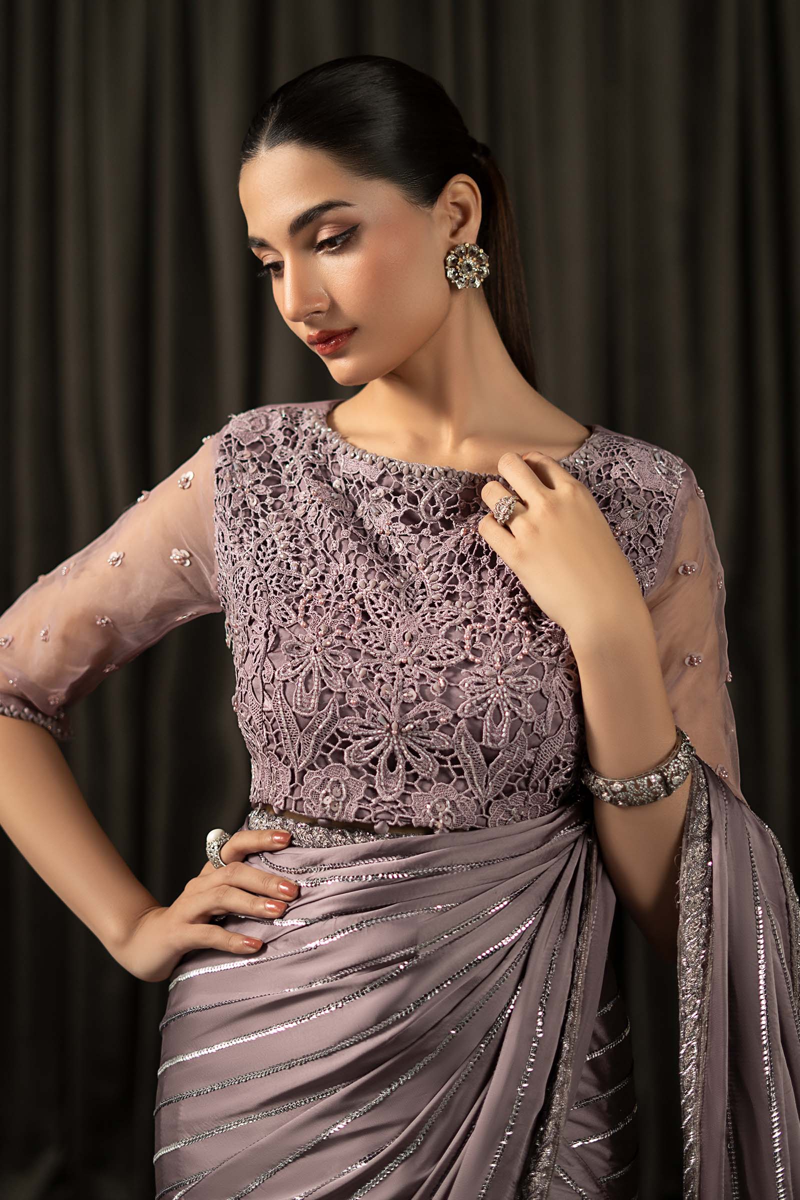 Maria B | Eid Collection 26 | Embroidered Charmeuse Silk Saree