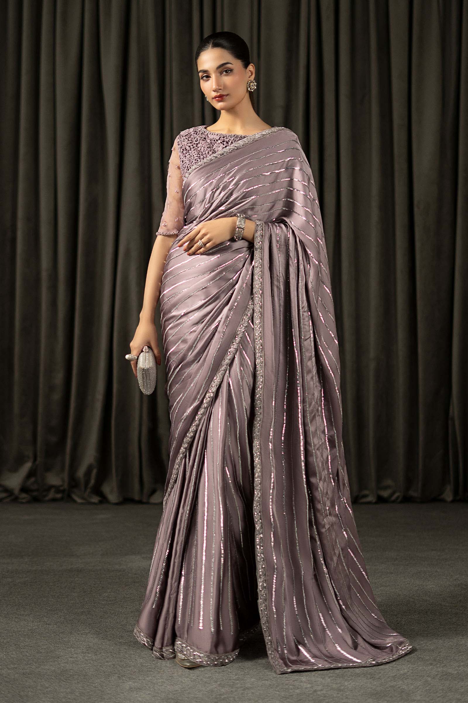 Maria B | Eid Collection 26 | Embroidered Charmeuse Silk Saree
