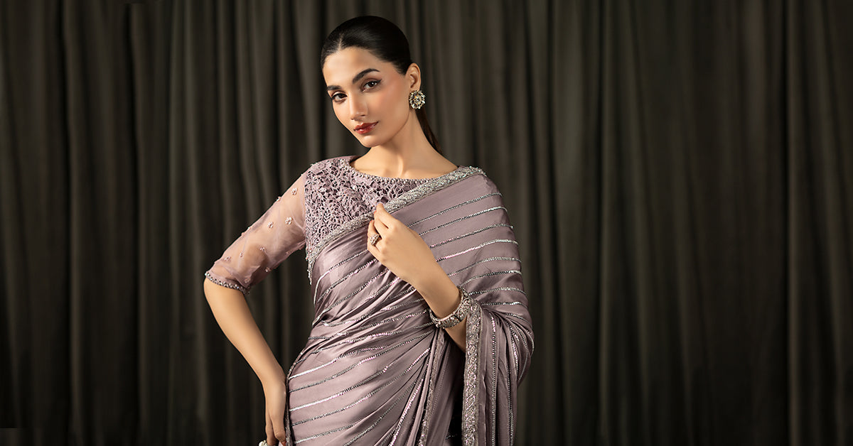 Maria B | Eid Collection 26 | Embroidered Charmeuse Silk Saree