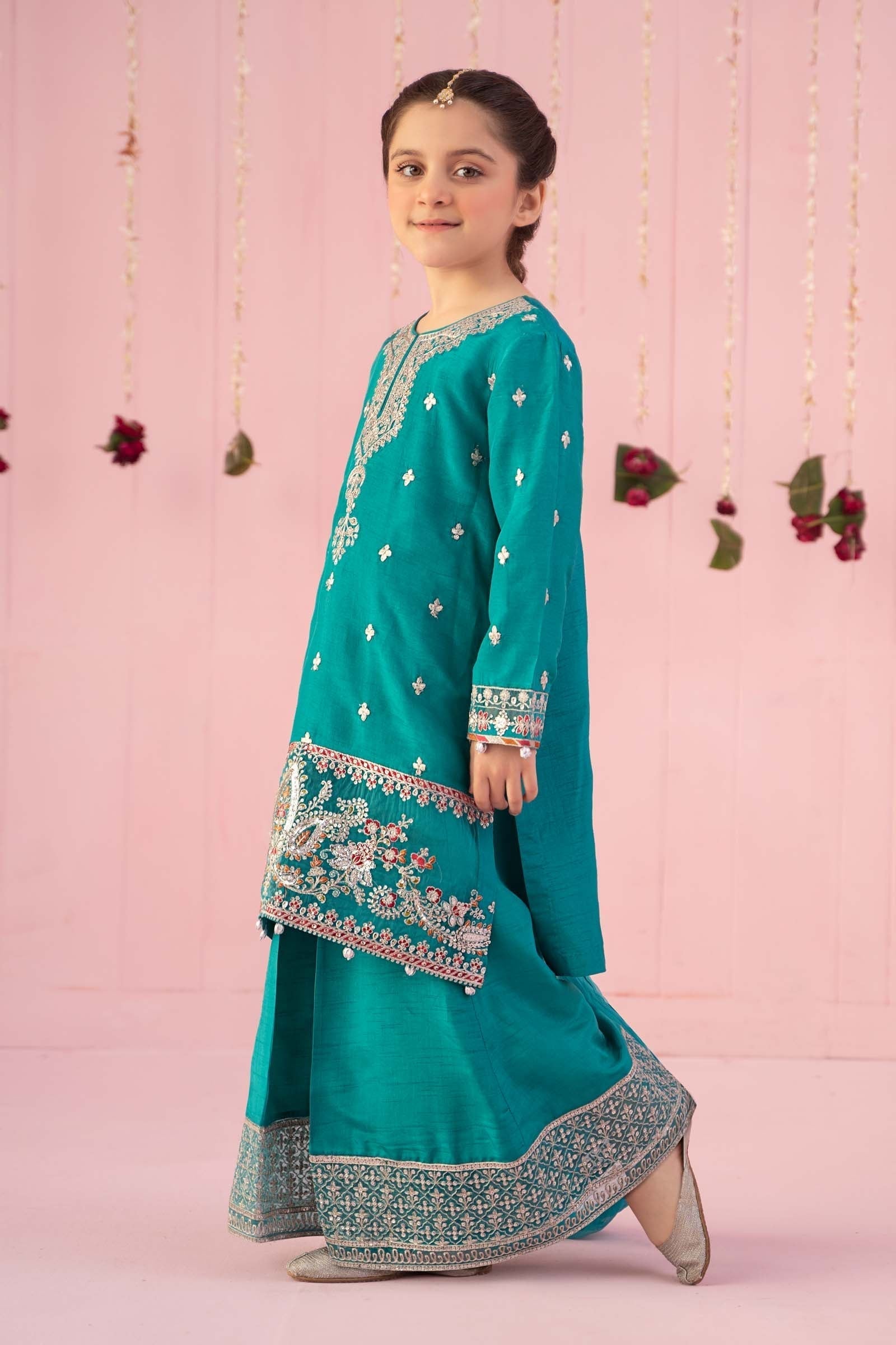 Maria B | 3 Piece Embroidered Raw Silk Suit | MKS-EF24-09 - Libasekhas