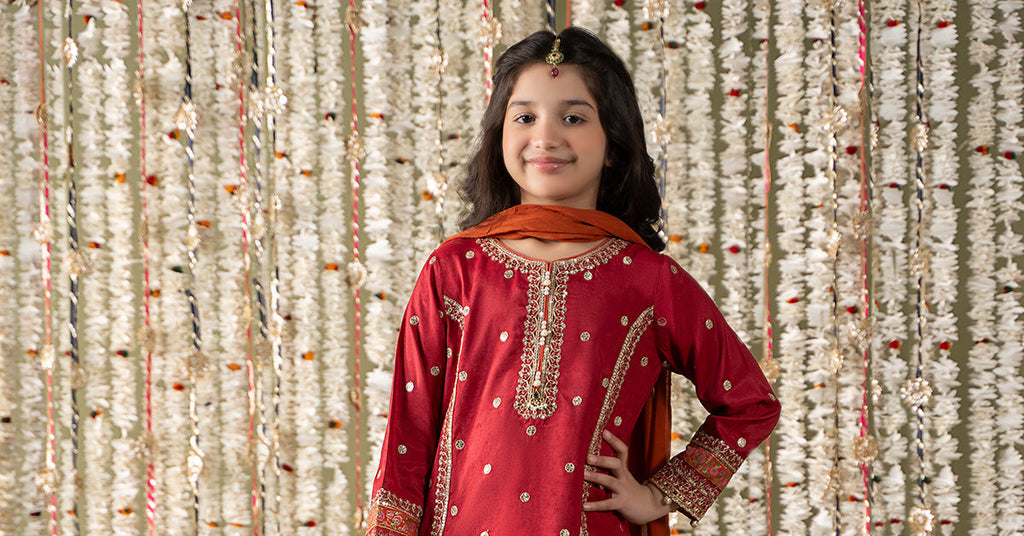 Maria B | 3 Piece Embroidered Raw Silk Suit | MKS-EF25-25 - Libasekhas