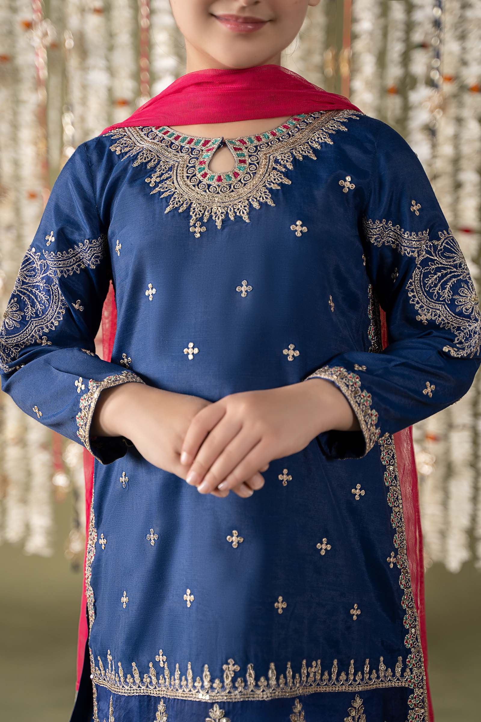 Maria B | 3 Piece Embroidered Raw Silk Suit | MKS-EF25-27 - Libasekhas
