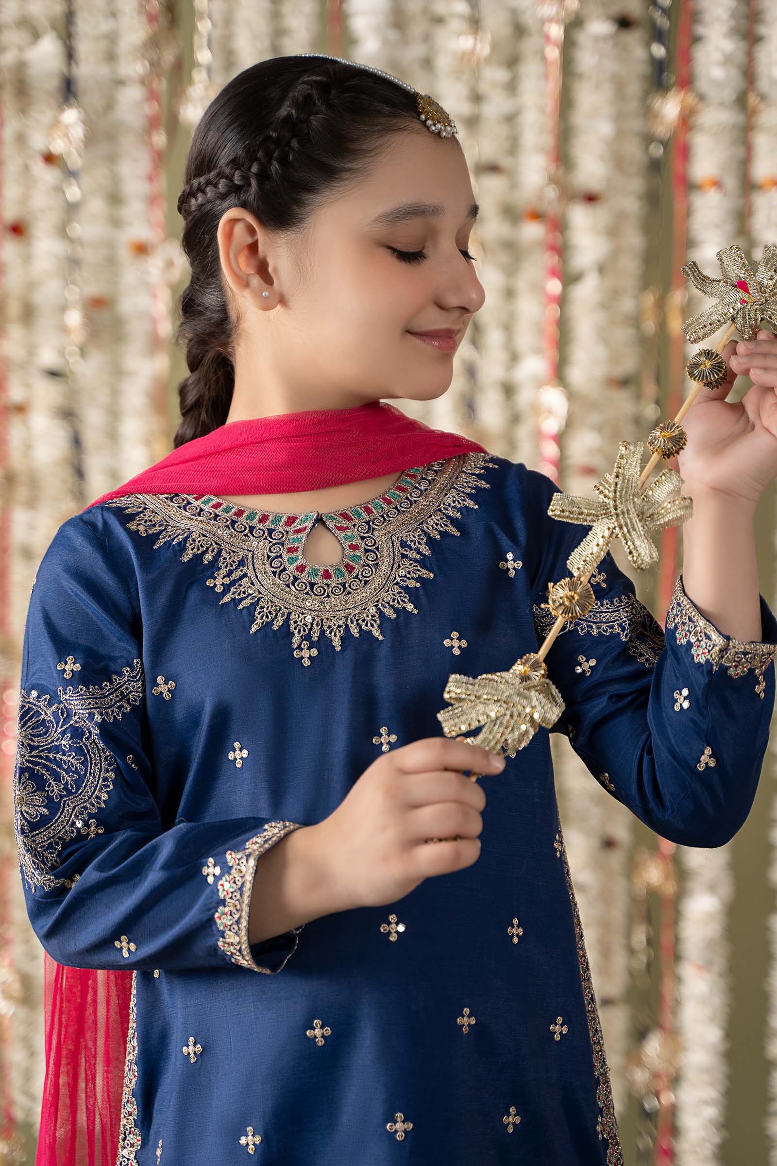 Maria B | 3 Piece Embroidered Raw Silk Suit | MKS-EF25-27 - Libasekhas